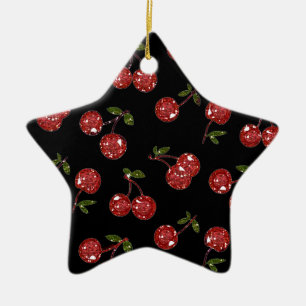 Ornement En Céramique RAB Rockabilly très cerise cerises sur noir