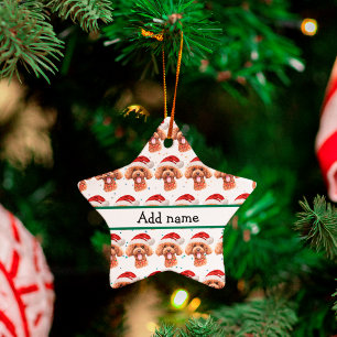 Ornement En Céramique Race de chien Caniche Étoiles de Noël