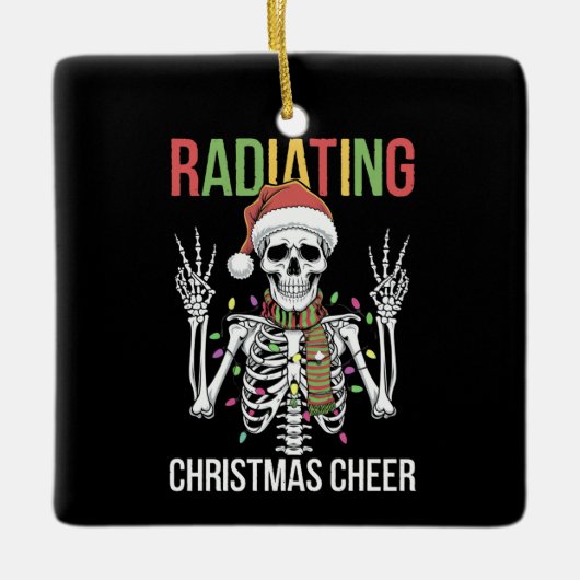 Ornement En Céramique Radiologie Noël Père Noël Skeleton Xray Technicien (Devant)