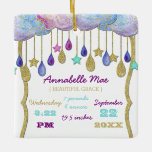 Ornement En Céramique Rainbow Cloud Gold Parties scintillant Bébé Statis