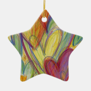 Ornement En Céramique Rainbow Love Hearts Vacances Pendentif Cadeaux