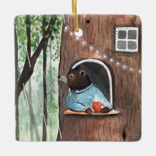 Ornement En Céramique Rainy Day Bear Daydream Tea Time illustration