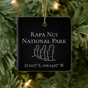 Ornement En Céramique Rapa Nui Latitude & Longitude Personnalisé