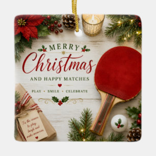 Ornement En Céramique Raquette de ping pong et balle avec thème de Noël