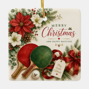 Ornement En Céramique Raquette de ping pong et balle avec thème de Noël