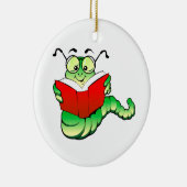 Ornement En Céramique Rat de bibliothèque vert avec des verres lisant un (Droite)