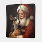 Ornement En Céramique Rat Terrier Avec Noël Festif Du Père Noël (Gauche)