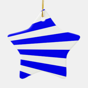 Ornement En Céramique rayures bleues blanches