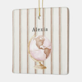 Ornement En Céramique Rayures Marron Globe Monde (Gauche)