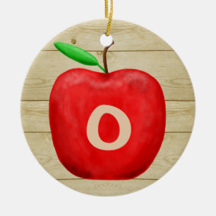 Ornement En Céramique Red Apple Monogram Holiday