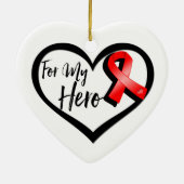 Ornement En Céramique Red Awareness Ribbon For My Hero (Dos)