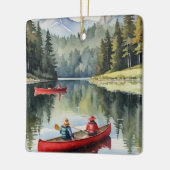 Ornement En Céramique Red Canoe Wilderness Lake Camping Noël (Gauche)