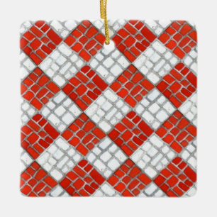 Ornement En Céramique RED CHECK MOSAIC Carré en céramique