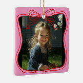 Ornement En Céramique Red Doodle Bow Frame Custom Photo (Droite)