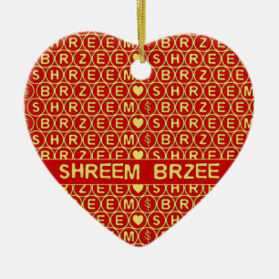 Ornement En Céramique Red Gold Chant Shreem Brzee attract wealth