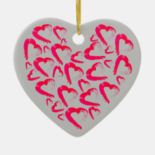Ornement en céramique Red Hearts