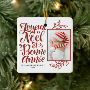 Ornement En Céramique Red Joyeux Noël et Bonne Année Photo