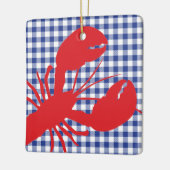 Ornement En Céramique Red Lobster Blue White Gingham ENDROIT Année (Gauche)
