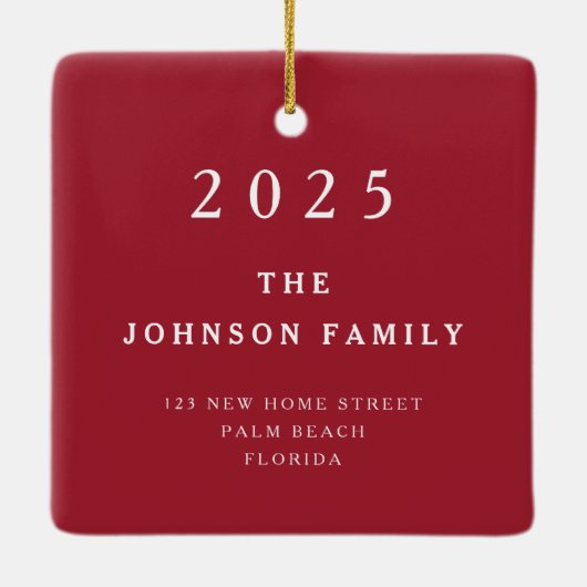 Ornement En Céramique Red New Home Photo First Noël (Dos)