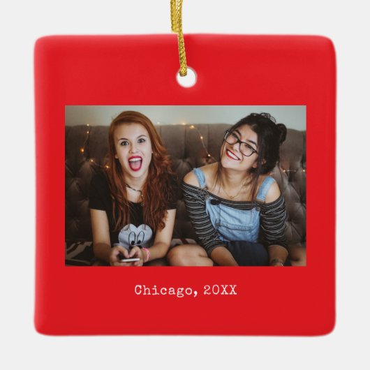 Ornement En Céramique Red Photo Keepsake Christmas (Devant)