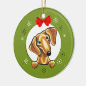 Ornement En Céramique Red Smooth Dachshund Classique de Noël (Gauche)