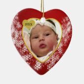 Ornement En Céramique Red Snowflake Baby's 1st Christmas Photo Keepsaké (Droite)