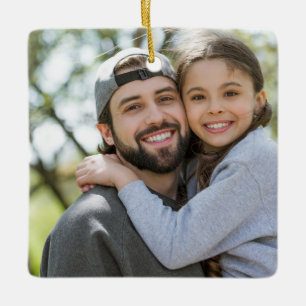 Ornement En Céramique Red White Merry Bright Christmas Seasons Photo