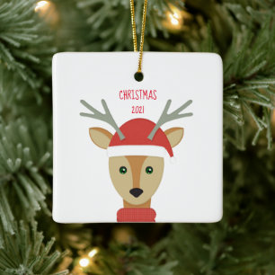 Ornement En Céramique Reindeer Noël 2021Ornement en céramique