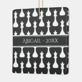 Ornement En Céramique Reine d'échecs personnalisée Noir, Noël blanc (Gauche)