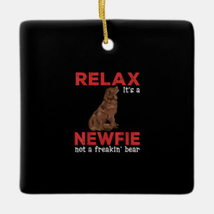 Ornement En Céramique Relax Cute newfoundland