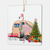 Ornement En Céramique remorque flamingo père Noël (Gauche)