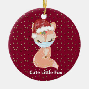 Ornement en céramique renard de Noël personnalisé