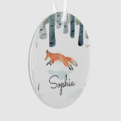Ornement en céramique renard d'hiver (devant)