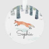 Ornement en céramique renard d'hiver (devant)