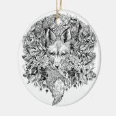 Ornement En Céramique Renard noir et blanc dans la forêt (Gauche)
