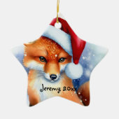 Ornement En Céramique Renard rouge doux en neige (Devant)