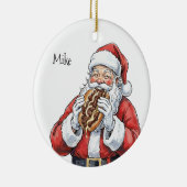 Ornement en céramique représentant Santa mangeant (Droite)