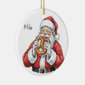 Ornement en céramique représentant Santa mangeant (Droite)
