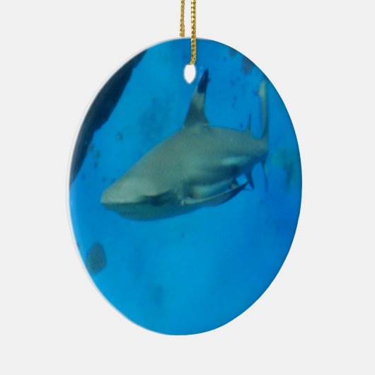 Ornement En Céramique Requin incliné petit par noir (Droite)