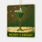 Ornement En Céramique Retro 50s 4 Leaf Clover Irish Christmas Martini (Gauche)