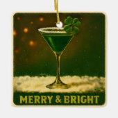 Ornement En Céramique Retro 50s 4 Leaf Clover Irish Christmas Martini (Devant)