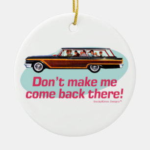 Ornement En Céramique Rétro chariot de station (rose et bleu)