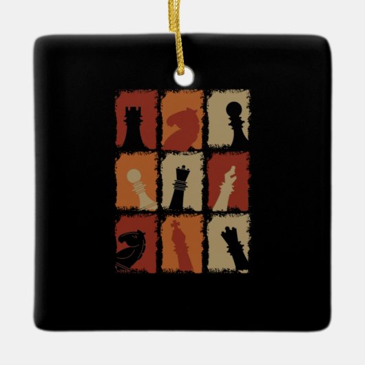 Ornement En Céramique Rétro Chess Pieces (Devant)