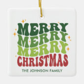 Ornement En Céramique Retro Joyeux Noël Photo personnalisable (Devant)