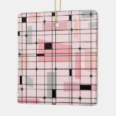Ornement En Céramique Rétro Pink Grid et Starbursts Ordre de Christmas (Gauche)