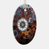 Ornement En Céramique Retro steampunk pièces, engrenages et cogs imprime (Droite)
