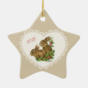 Ornement En Céramique Retro Vintage Coquette Pastel Bébé Animaux Bunny