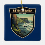 Ornement En Céramique Reynisfjara Beach Islande Travel Art Vintage<br><div class="desc">Reynisfjara dans un style vectoriel. Reynisfjara est une plage de sable noir de renommée mondiale située sur la côte sud de l'Islande,  juste à côté du Vik í Myrdal.</div>