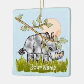 Ornement En Céramique Rhinocéros se cachant (Gauche)