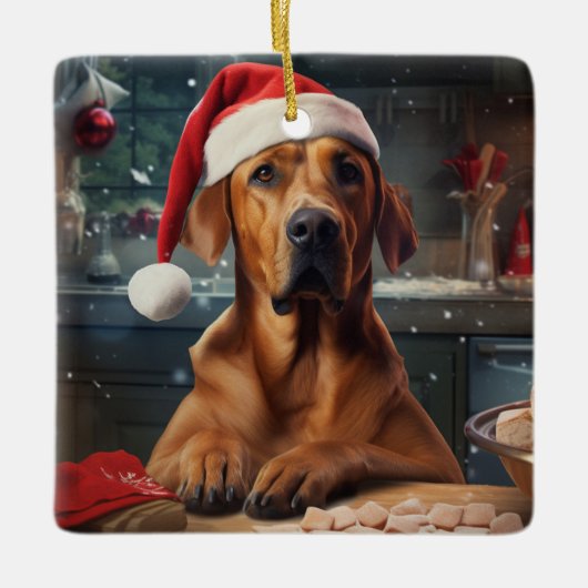 Ornement En Céramique Rhodesian Ridgeback Noël Cookies de vacances (Devant)